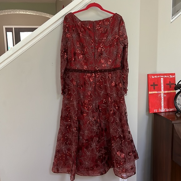 MAC DUGGAL Embellished Illusion Long Sleeve Fit & Flare Dress. - Picture 7 of 16